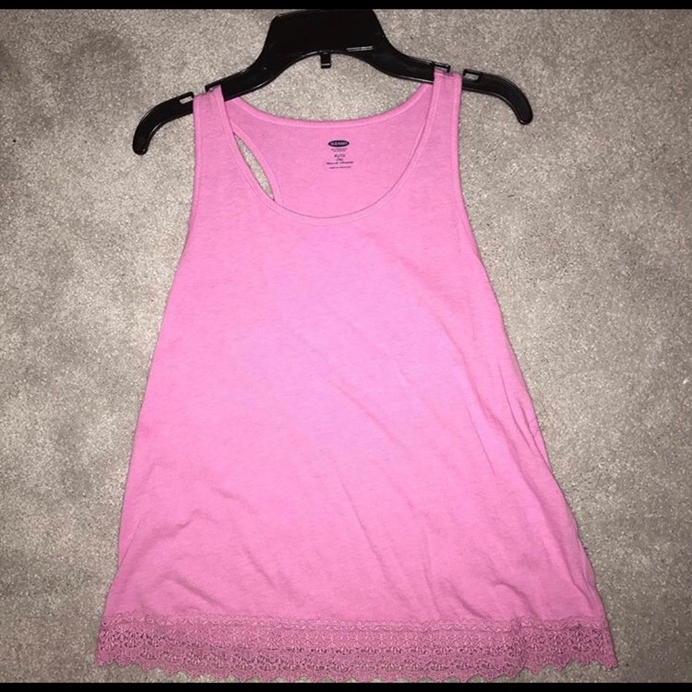Pink Lace Bottom Tank